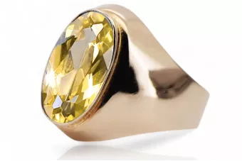 Anneau Péridot jaune Or rose 14 carats vintage d'origine Bijoux vintage vrc077r
